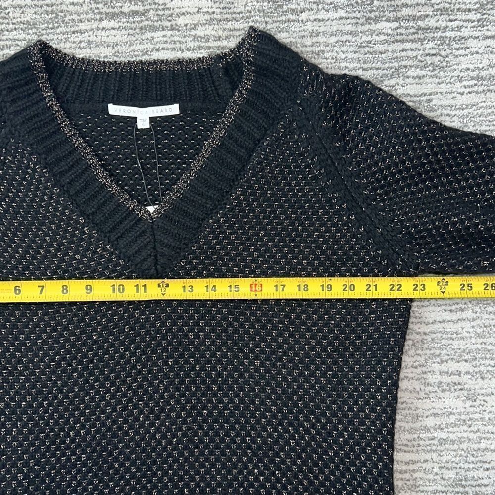 NWT Veronica Beard Mirnie Metallic V-Neck Sweater Relaxed Oversized XL - Picture 11 of 17